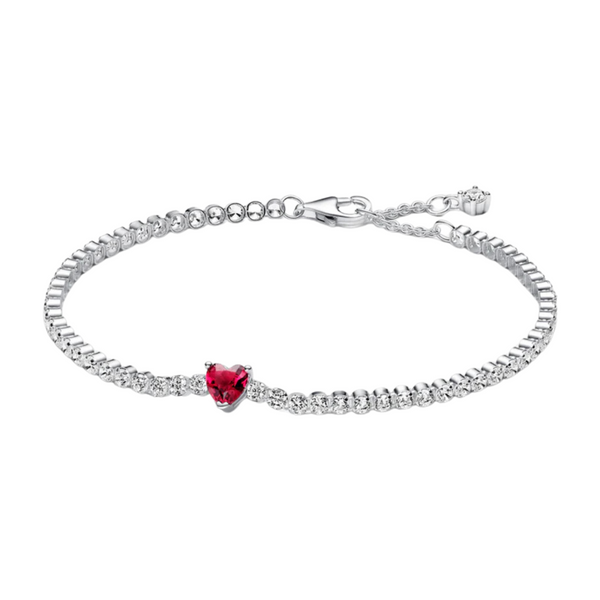 Pulseira Coração Vermelho Tiffany - Prata 925