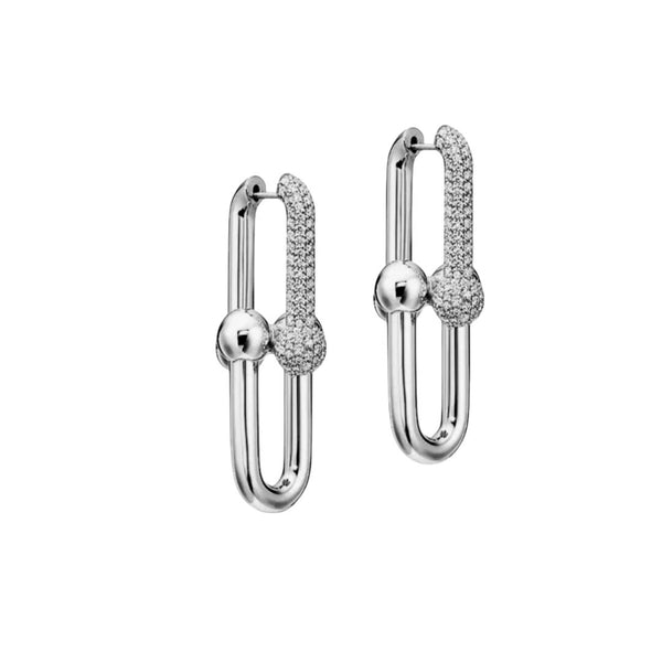 Brinco Elos Cravejado - Prata 925