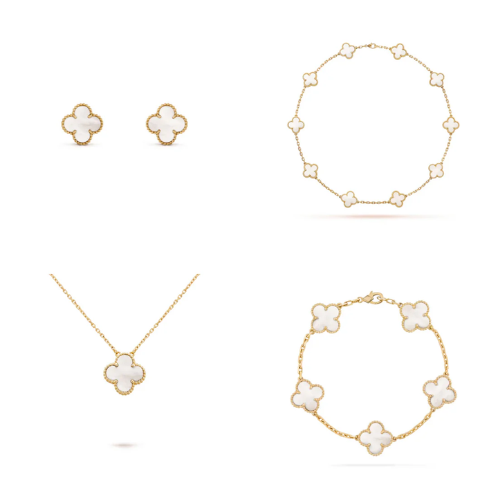 Inspirado no Trevo de quatro folhas, estas jóias são sinônimo de sorte e proteção.
Se você busca por colares trevo, pulseiras trevo, anéis trevo ou conjuntos trevo de alta qualidade, compre aqui na Datter & Co, Frete Grátis e Devolução Fácil.