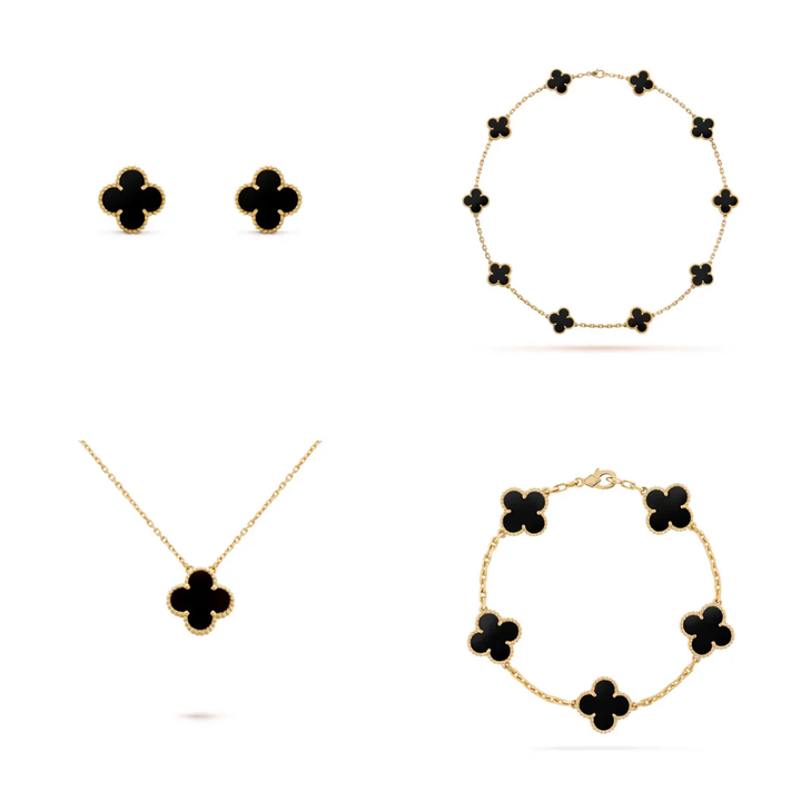 Inspirado no Trevo de quatro folhas, estas jóias são sinônimo de sorte e proteção.
Se você busca por colares trevo, pulseiras trevo, anéis trevo ou conjuntos trevo de alta qualidade, compre aqui na Datter &amp; Co, Frete Grátis e Devolução Fácil.